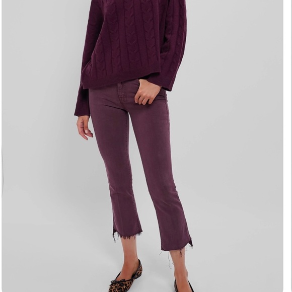 NWT Mother Women's Wine/Mauve Insider Crop Step Fray style Jeans Size 31 - Picture 9 of 12